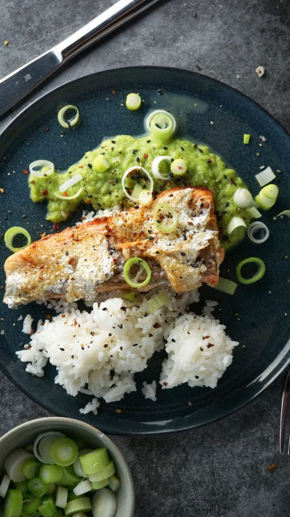 Rezept Erbenspüree mit Lachs und Reis