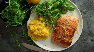 Zitronenreis mit Lachs