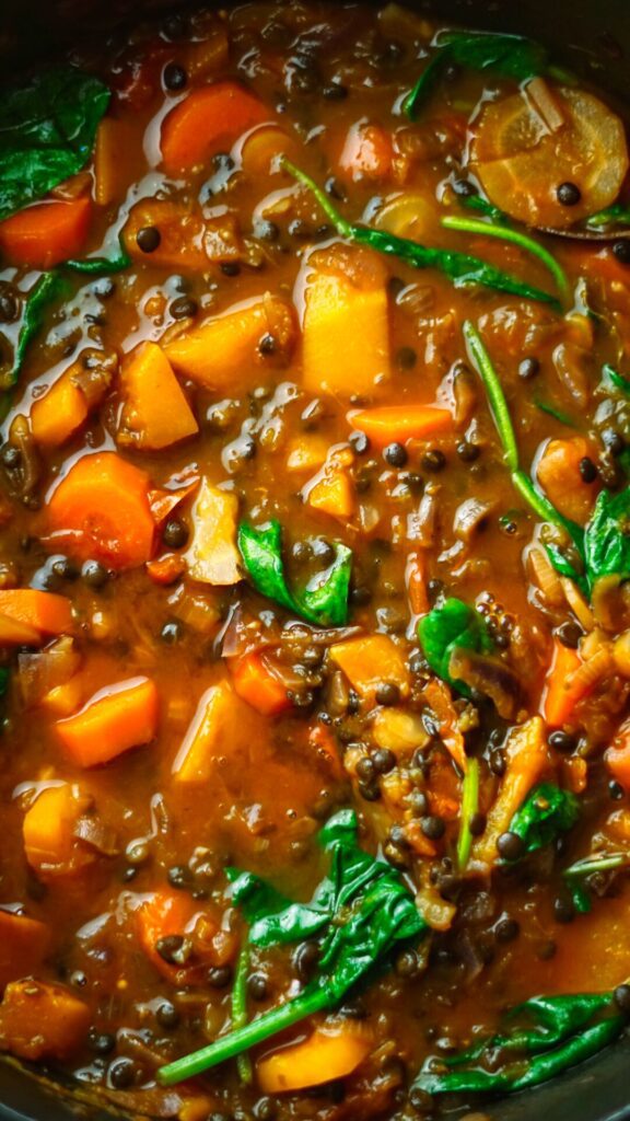 Linseneintopf mit Kürbis